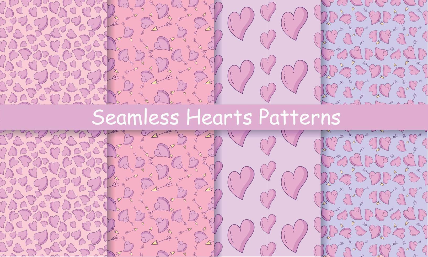 Seamless Hearts Patterns set vector