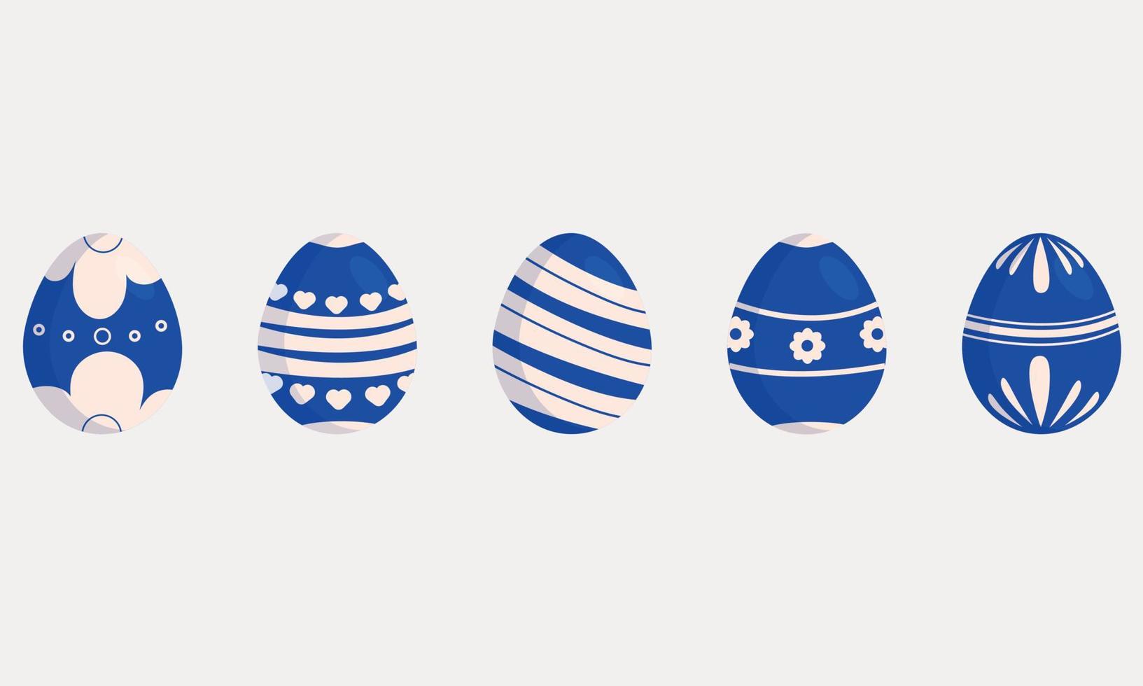 Set of blue Easter Eggs with a pattern vector