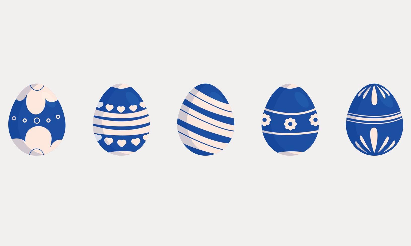 conjunto de huevos de pascua azules con un patrón vector