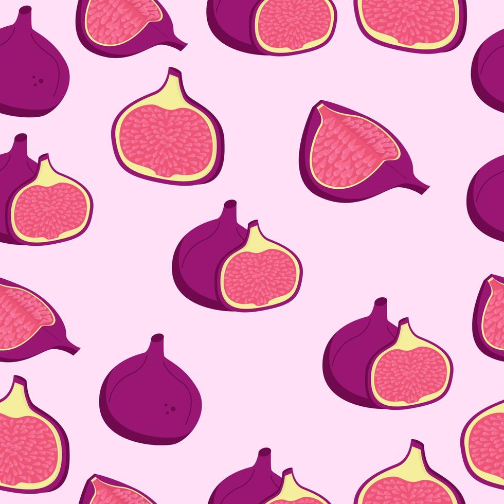 A set of seamless fig patterns. Fruit vector