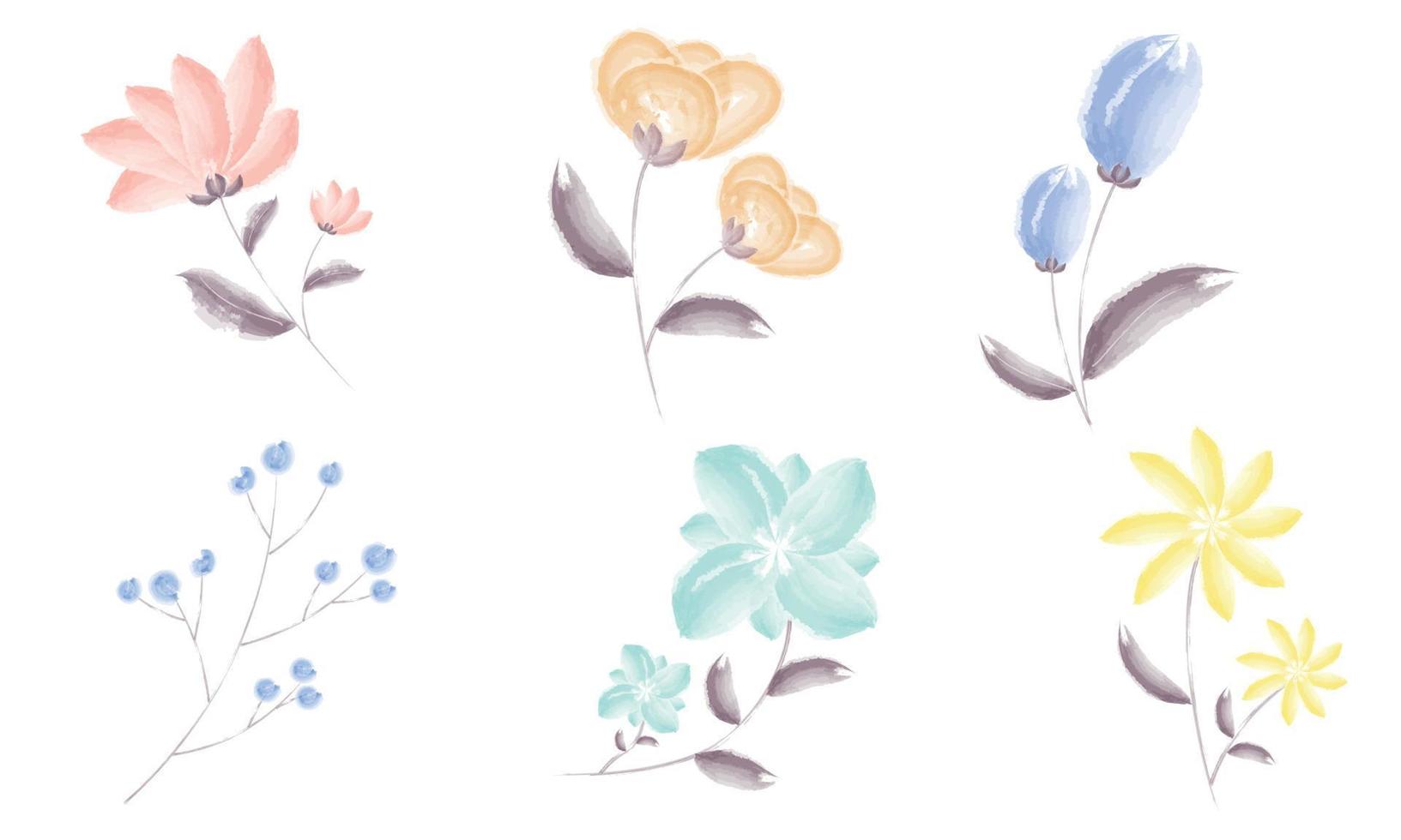 Watercolour flowers in light colours vector