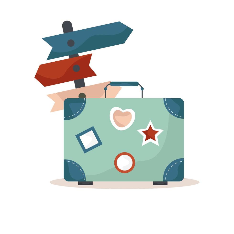 equipaje de viaje con puntero en colores claros. aislado sobre fondo blanco. ilustración vectorial vector