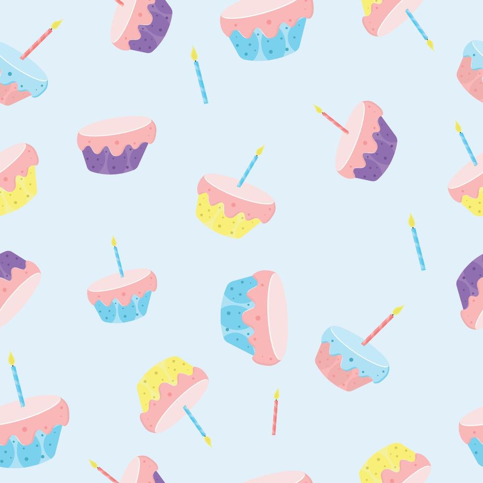 Seamless cake pattern bright cartoon cakes vector