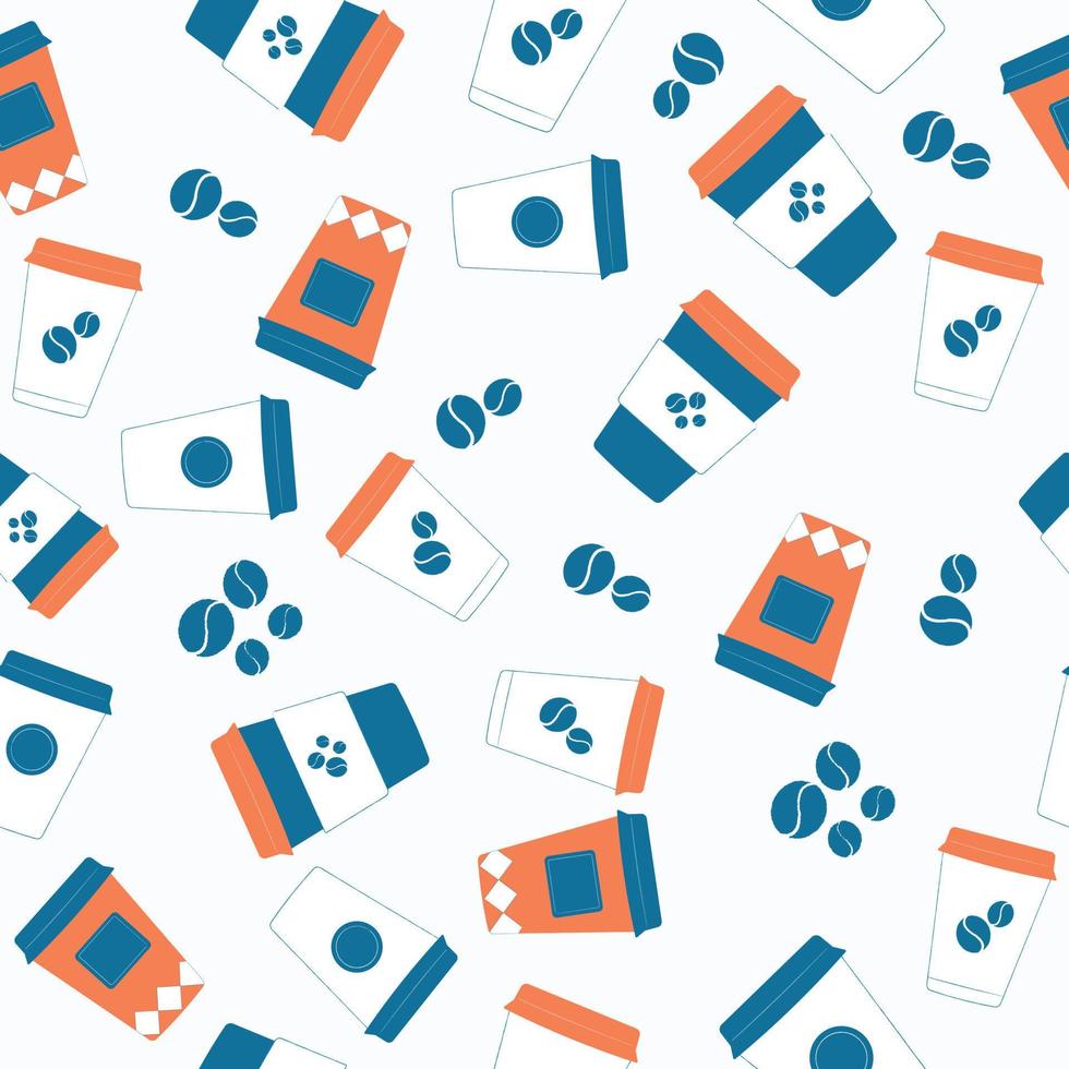 Seamless coffee cup pattern in retro style vector