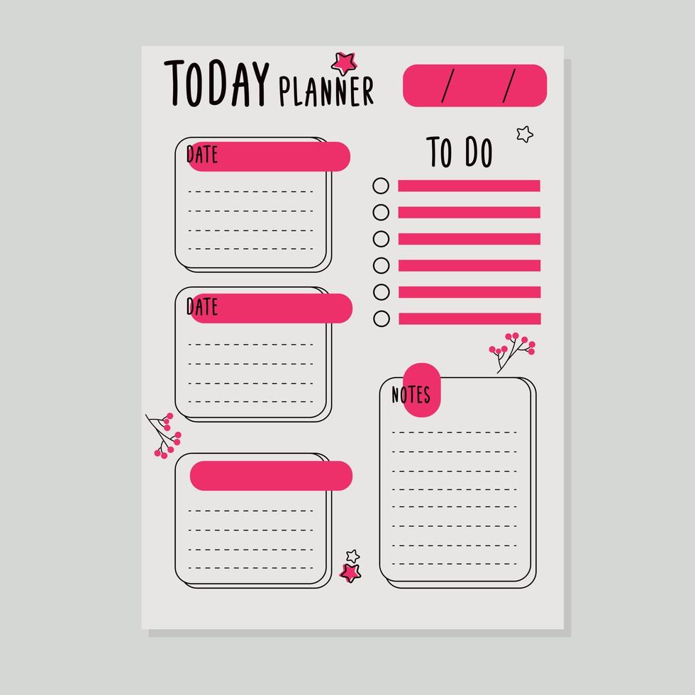 Day Planner Template Bright Pink vector