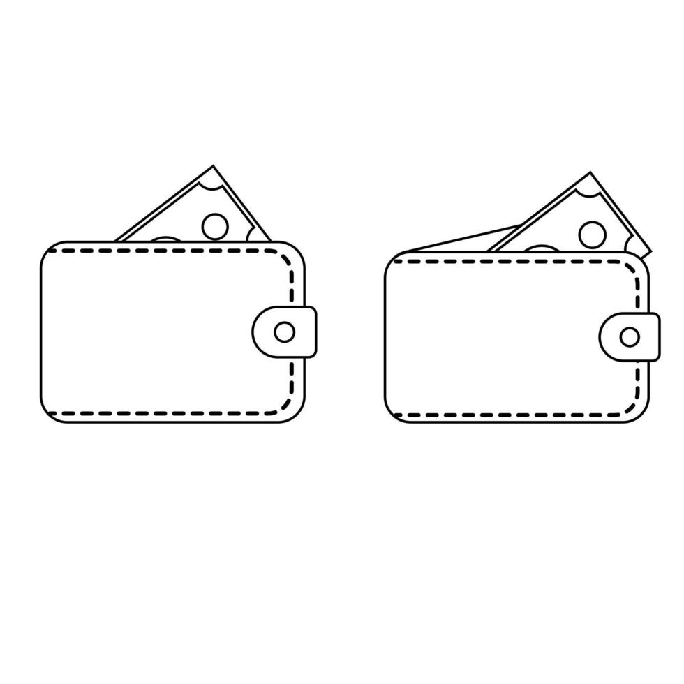 carteras de dinero de cuero en estilo de línea. aislado sobre fondo blanco. ilustración vectorial vector
