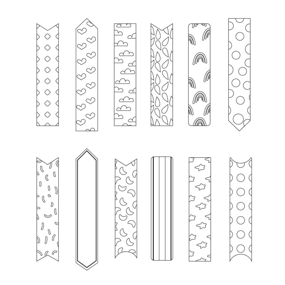 Set of outline labels for a notepad.  Vector illustration