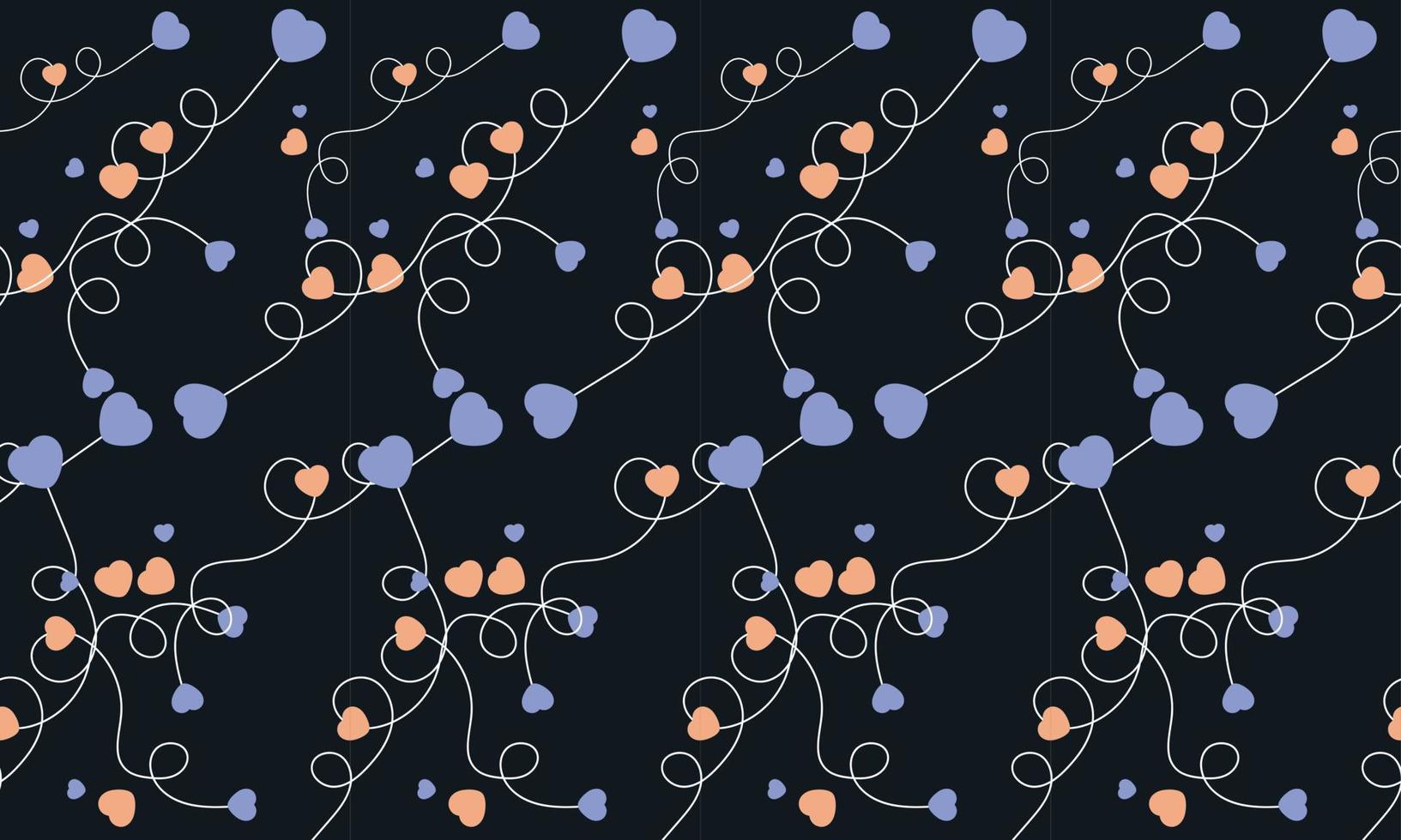 Seamless heart pattern on black background vector