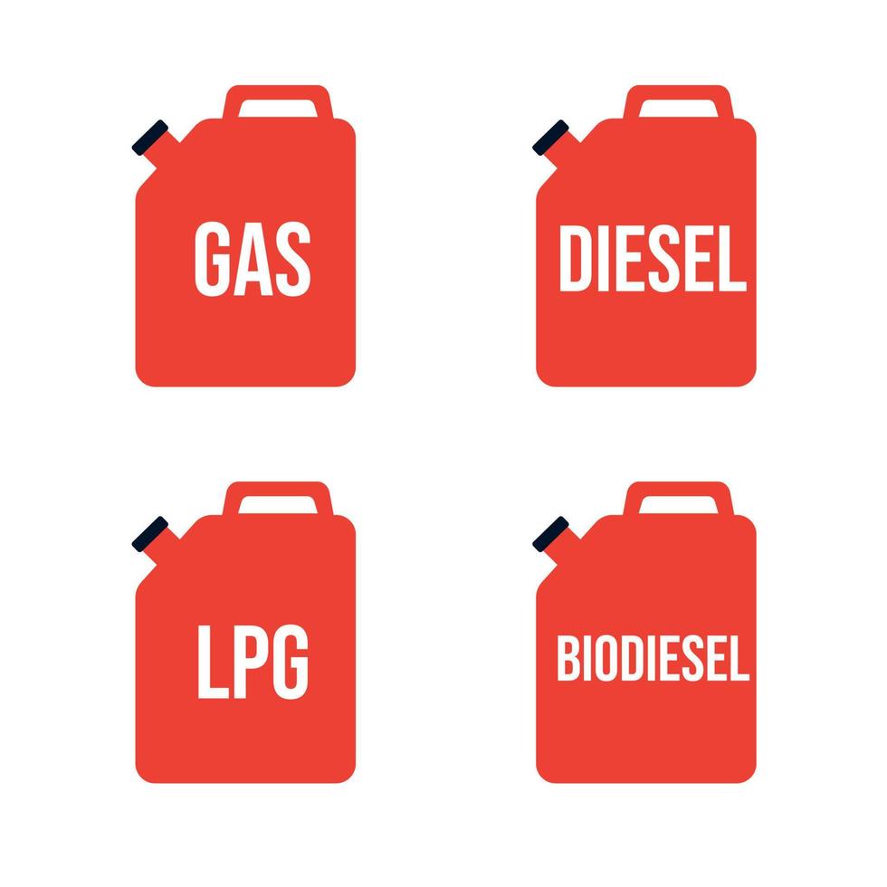 Gasoline canister with the inscription Diesel, Gas, BioDiesel, LPG. Vector illustration
