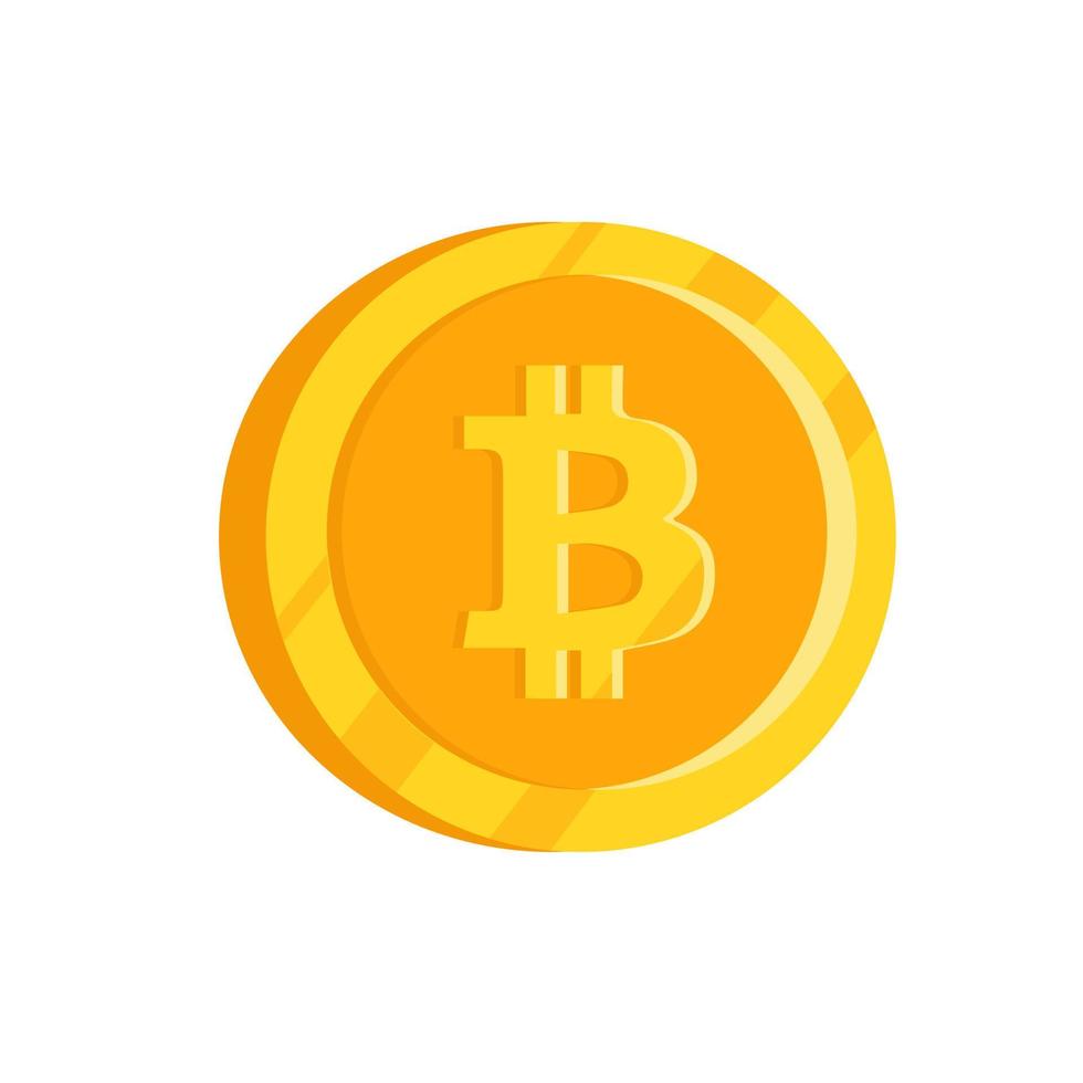 Gold bitcoin isolated coin. Vector illustration