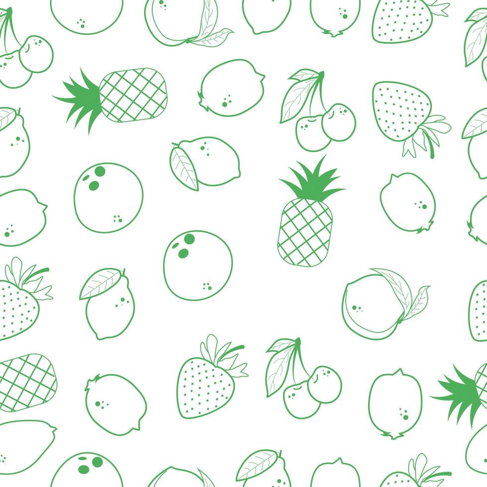 Seamless pattern in the style of green fruit lines vector