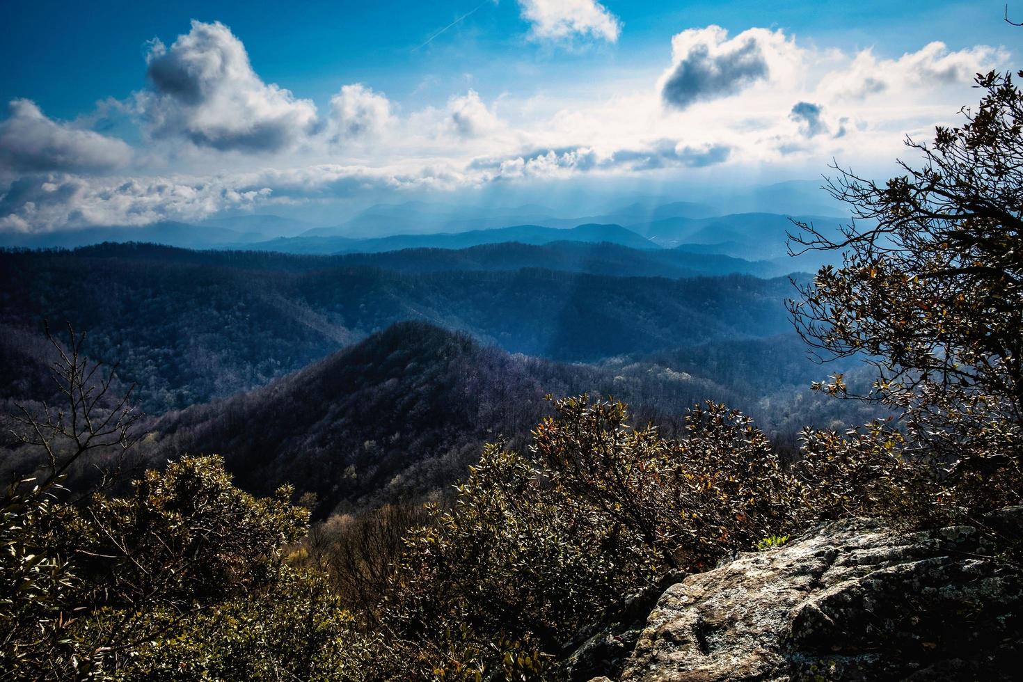 autumnal landscapes seen from the top of a valley with typically seasonal vivid colors photo