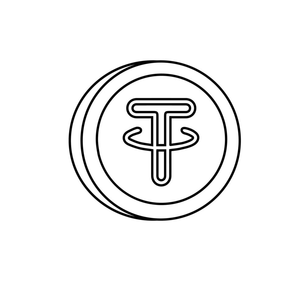 tether isolated coin in line style. Vector illustration