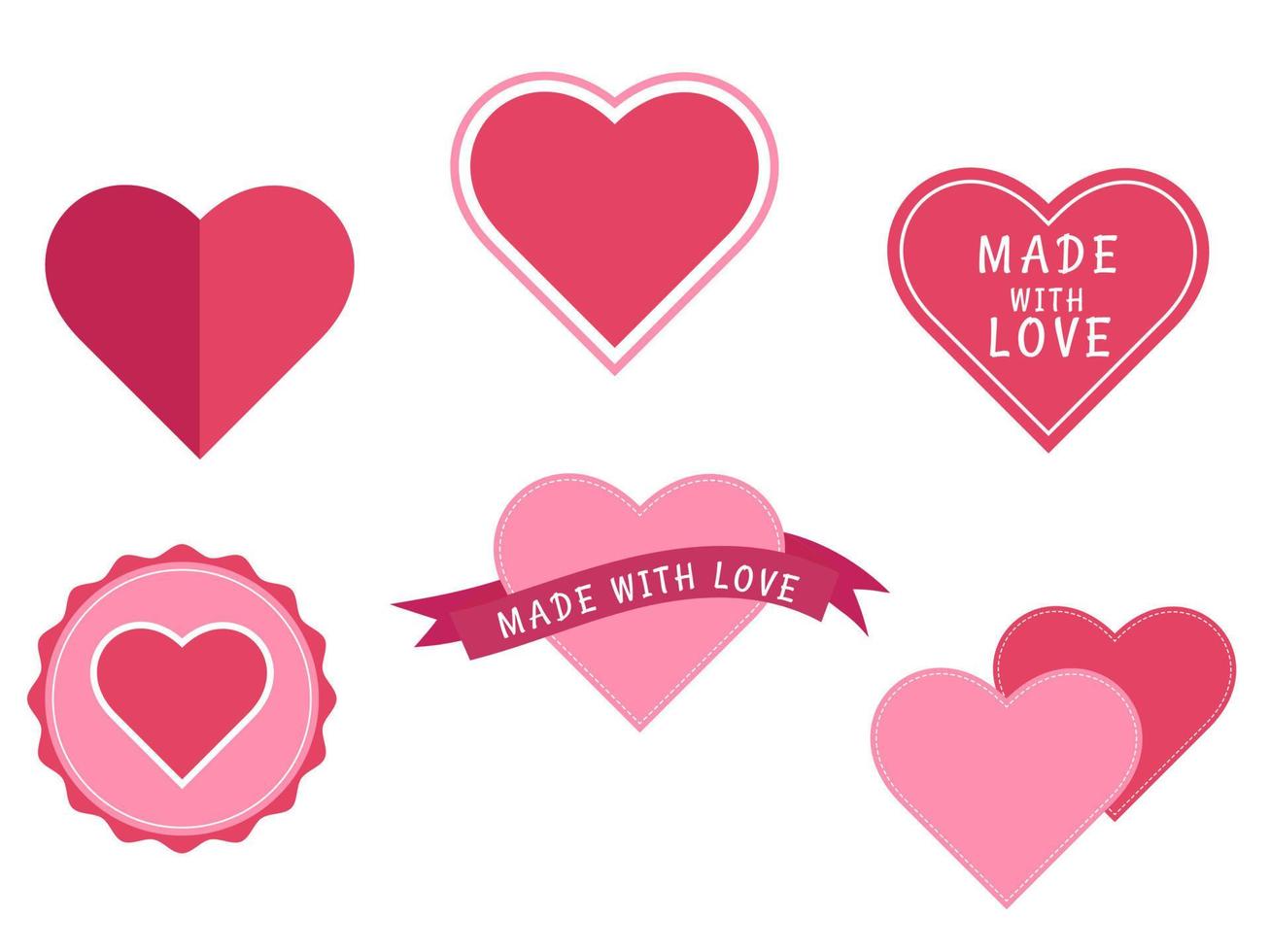 diseño plano, hecho con sellos de amor. corazón, amor, romance o día de san valentín. ilustración vectorial vector