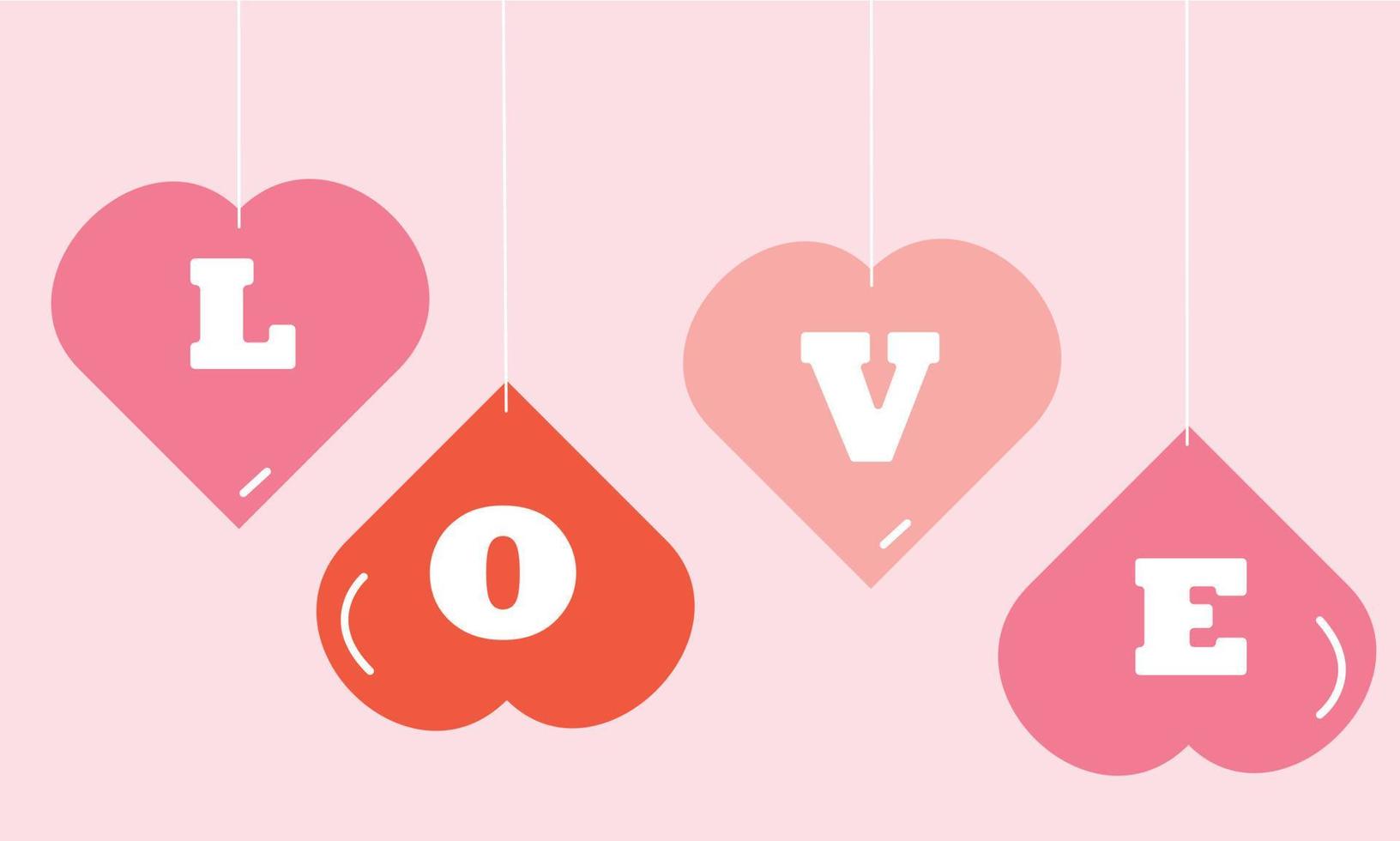 The lettering of love on the hearts. Valentine's Day. vector