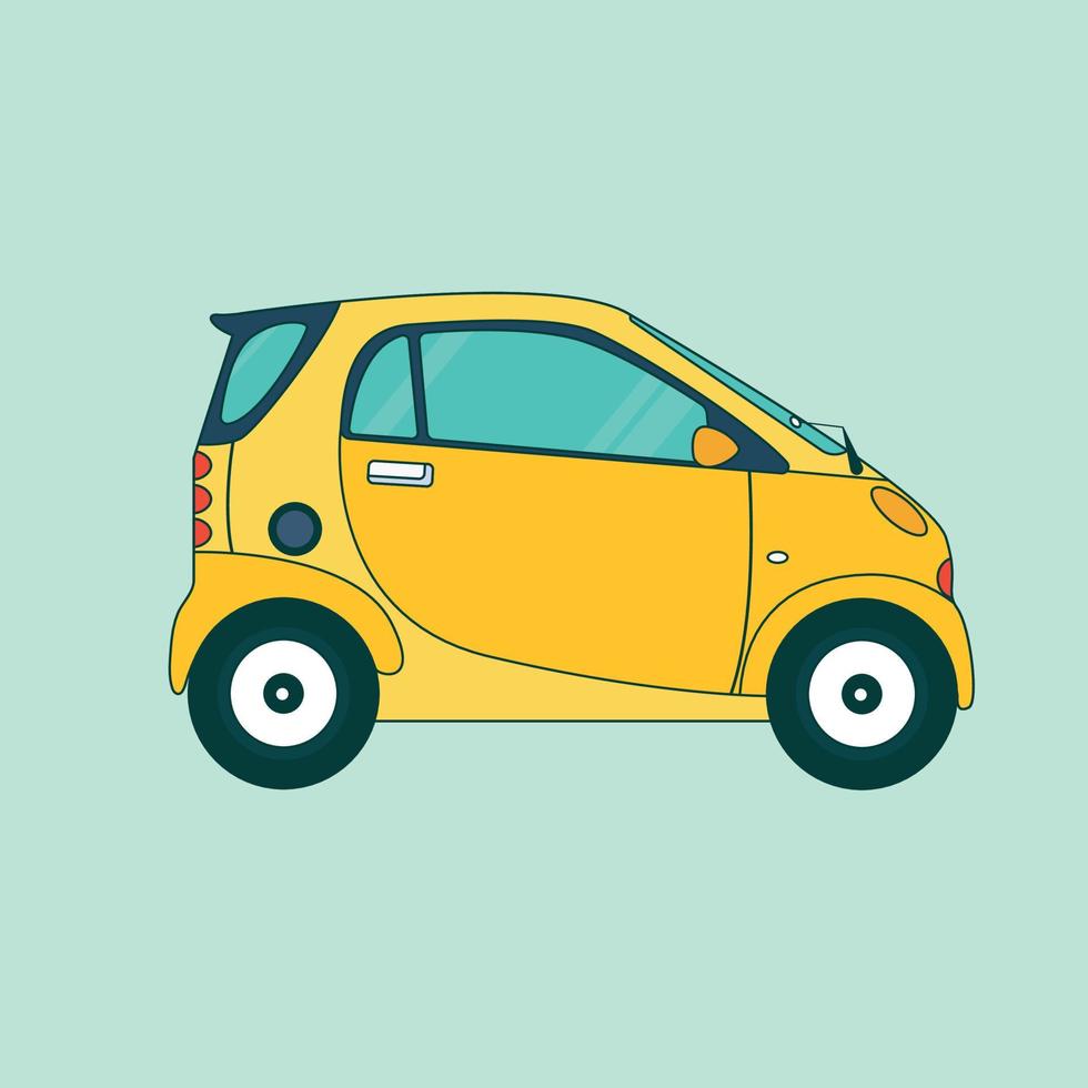 Yellow electric smart car. Vector illustration