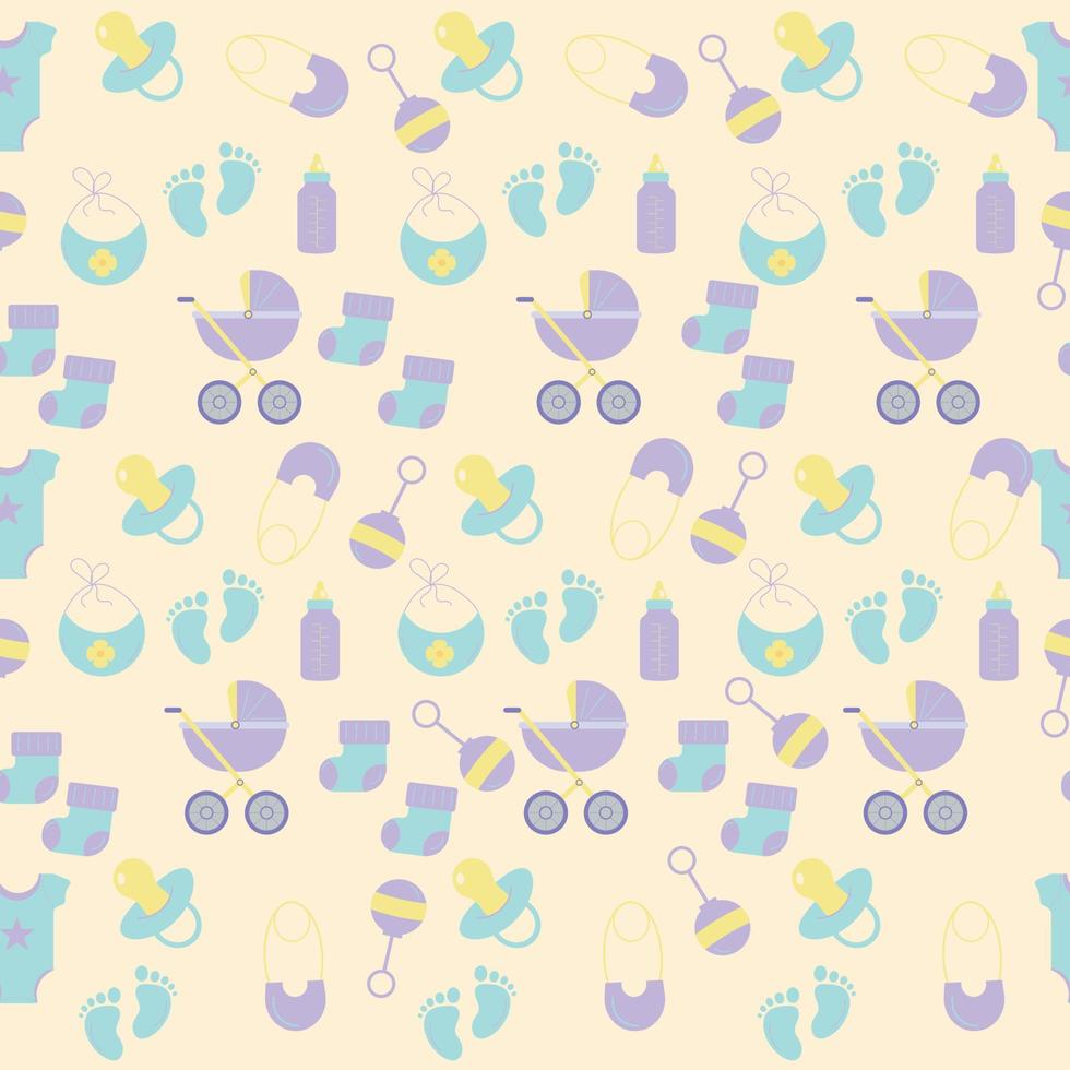 Seamless Pattern for Babies. Baby showers. Vector illustration.