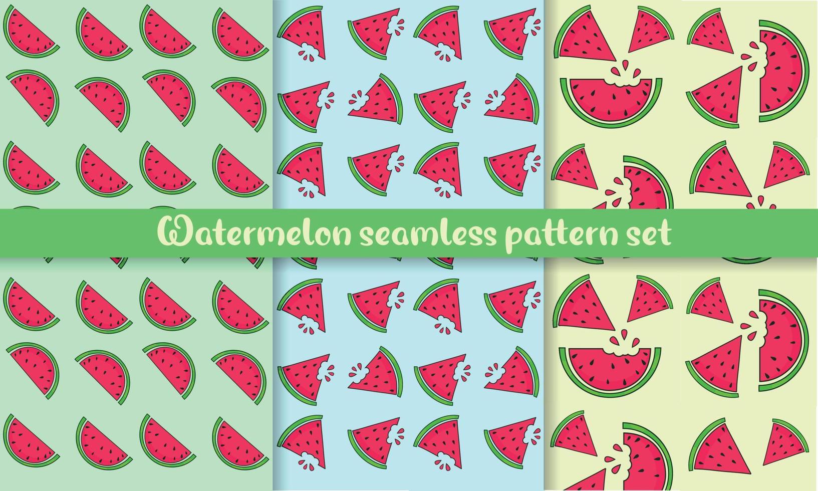 Watermelon seamless pattern set. vector