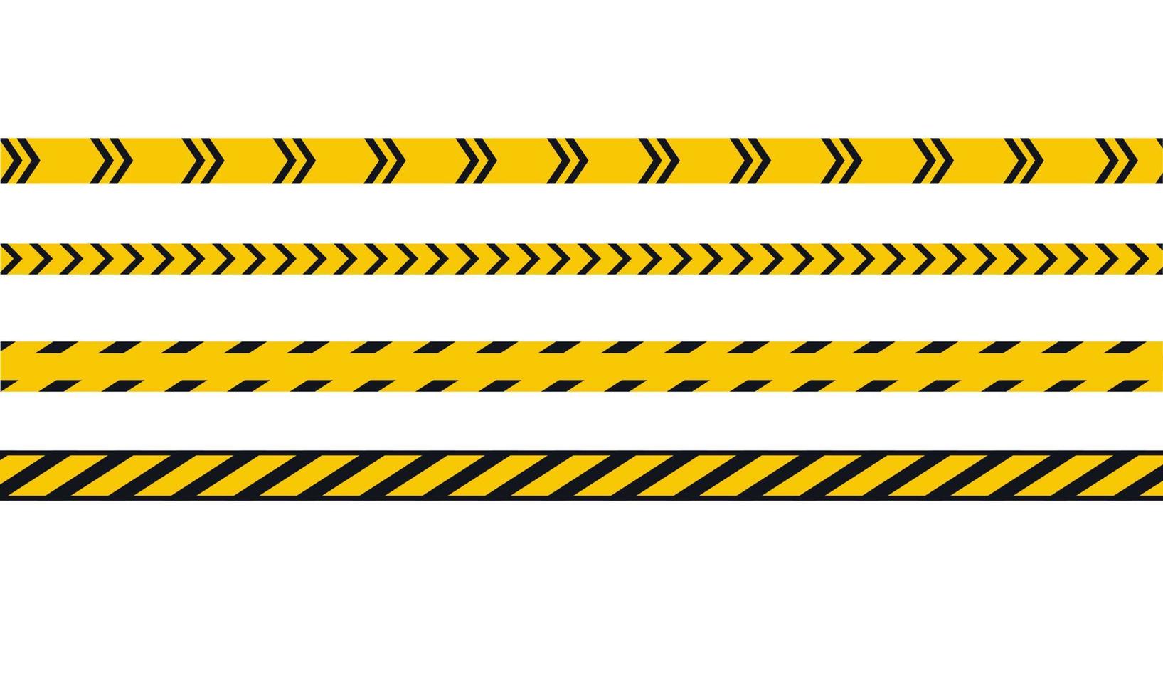 Set of warning tape for construction and crime fighting. Vector illustration on white background