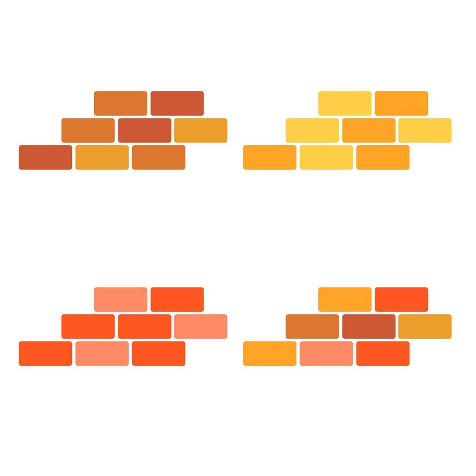 Set of different brick walls. Vector illustration