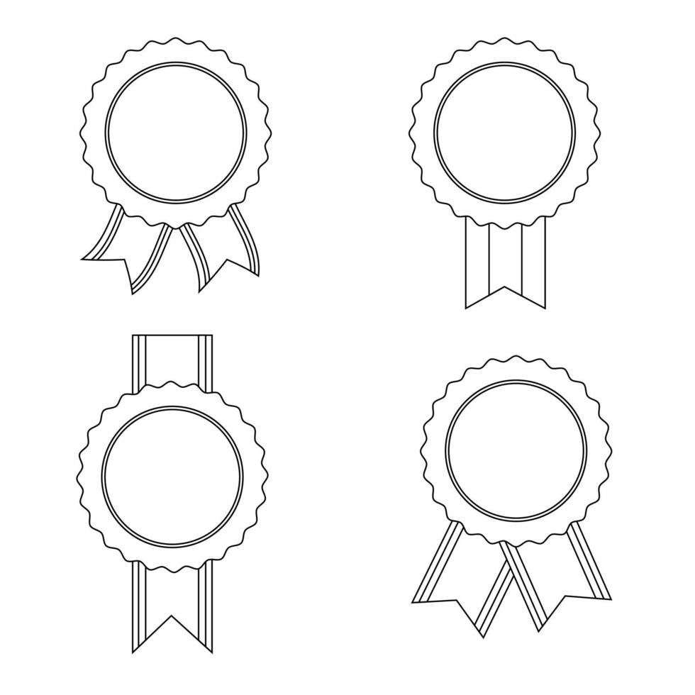 Set of line style ribbon badges. Vector illustration