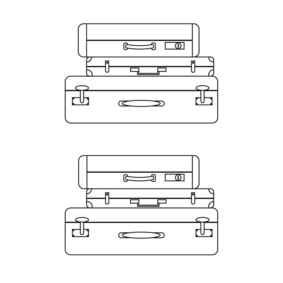 Stack of luggage for travel in line style. Isolated on white background. Vector illustration.Stack of luggage for travel in line style. Isolated on white background. Vector illustration.