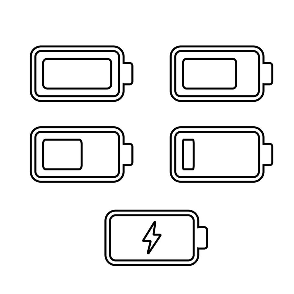 Battery charge. Level indicator. Fully charged line style vector