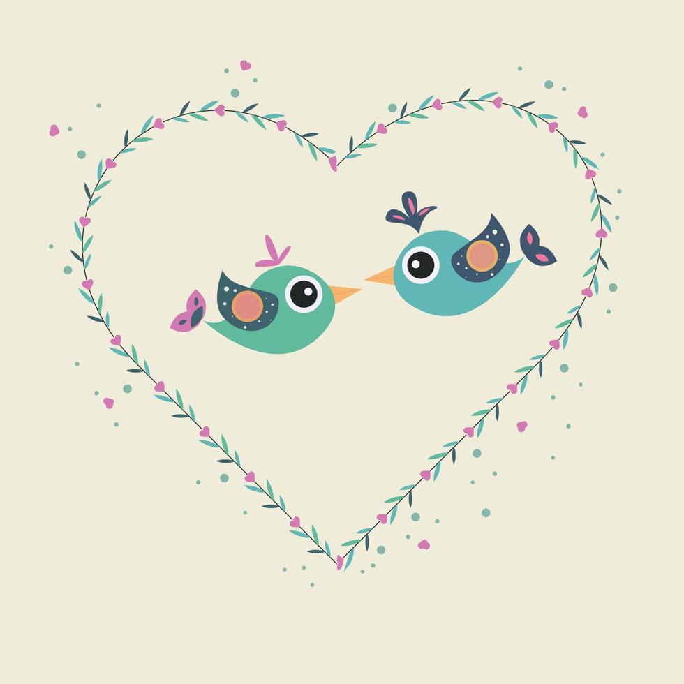 pájaros enamorados. amor y día de san valentín. vector