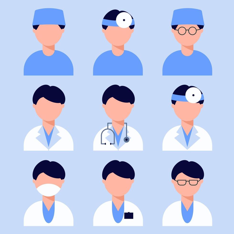 A doctor, a nurse in uniform. Man in flat style. Vector illustration.