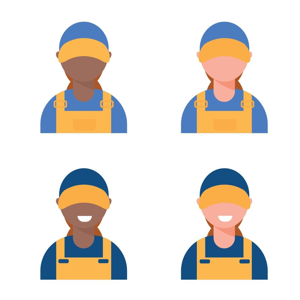 A set of different female workers. Repair service, mechanic's workshop. Vector illustration.