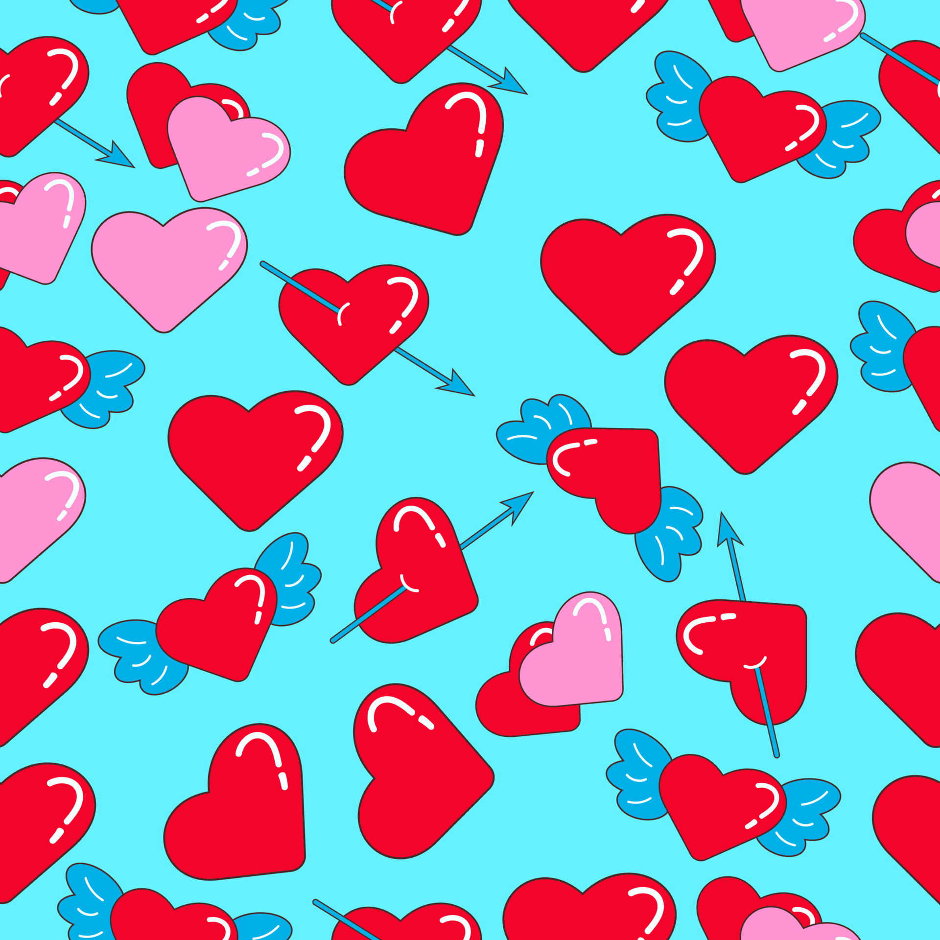 Seamless bright heart pattern. Flat design made with love stamps. Heart,  love, romance or Valentine's Day. 13462065 Vector Art at Vecteezy