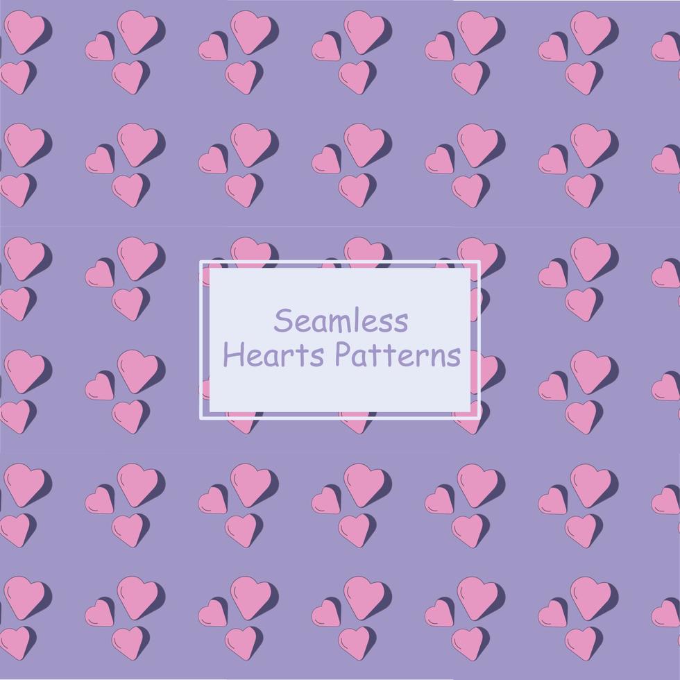 Seamless patterns with hearts on a purple background vector
