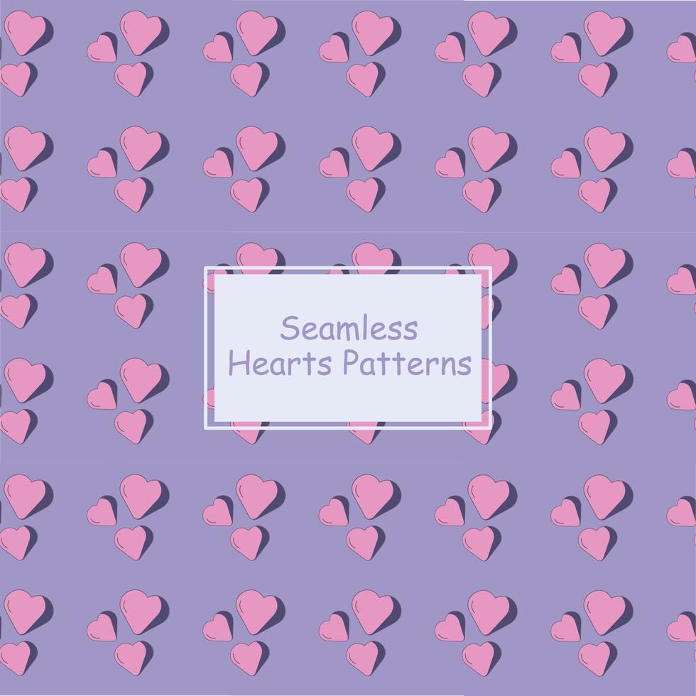 Seamless patterns with hearts on a purple background vector