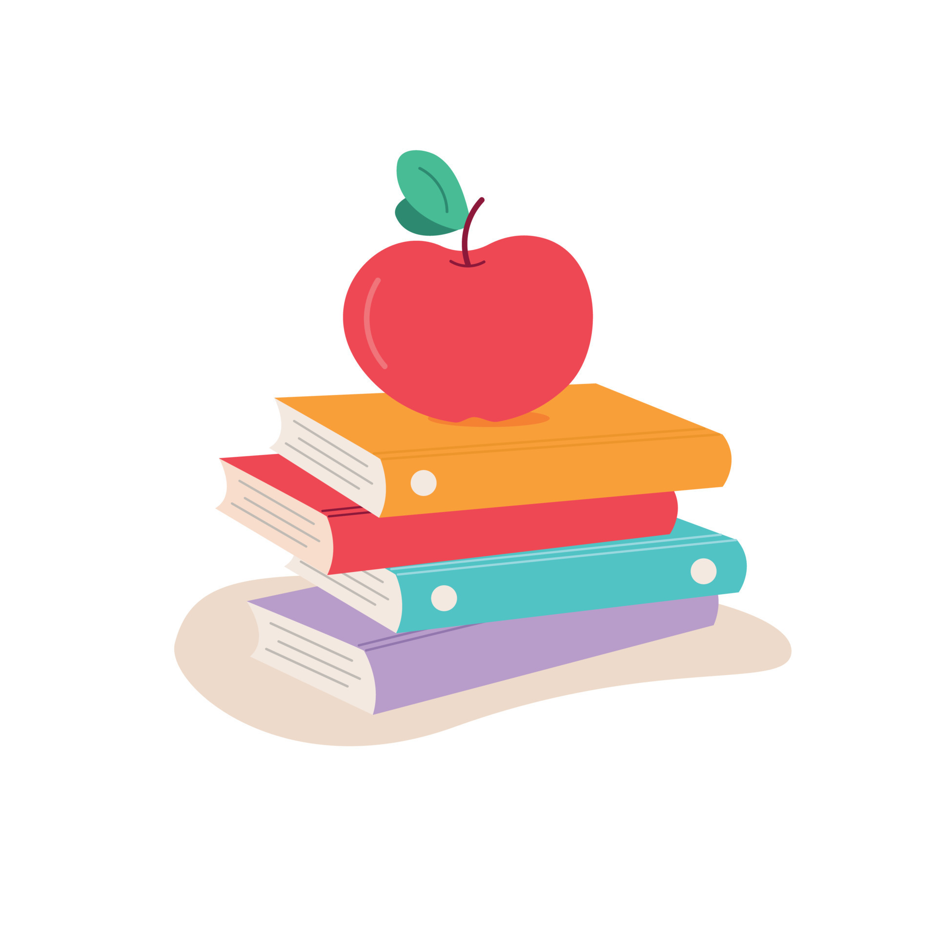 Books and Apple. School design. Vector illustration on white background ...