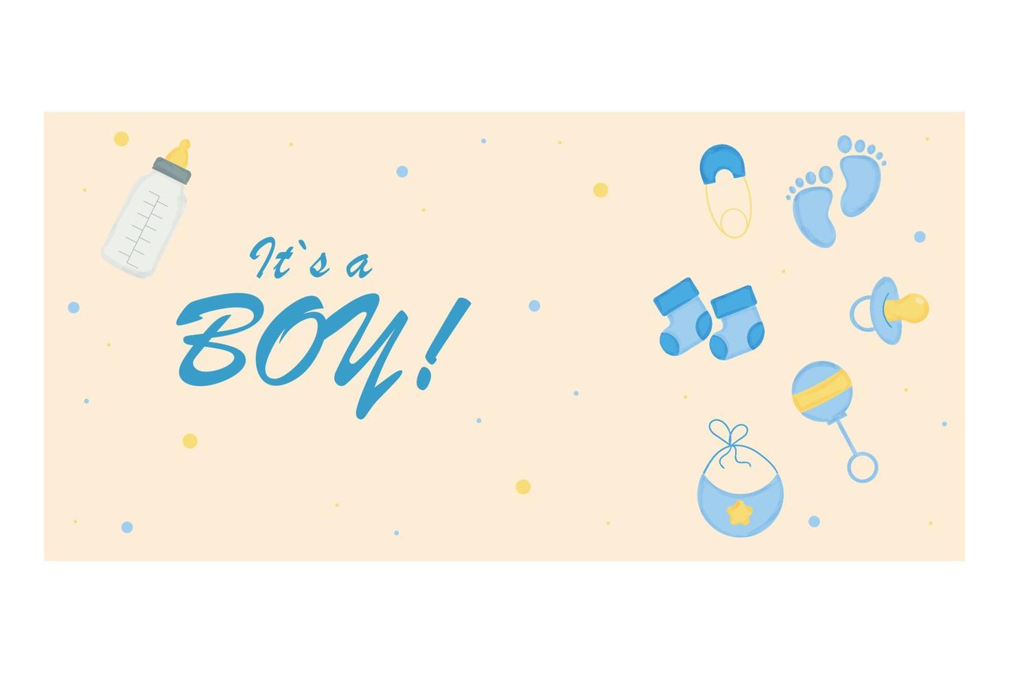 Invitation baby is a boy. Vector illustration