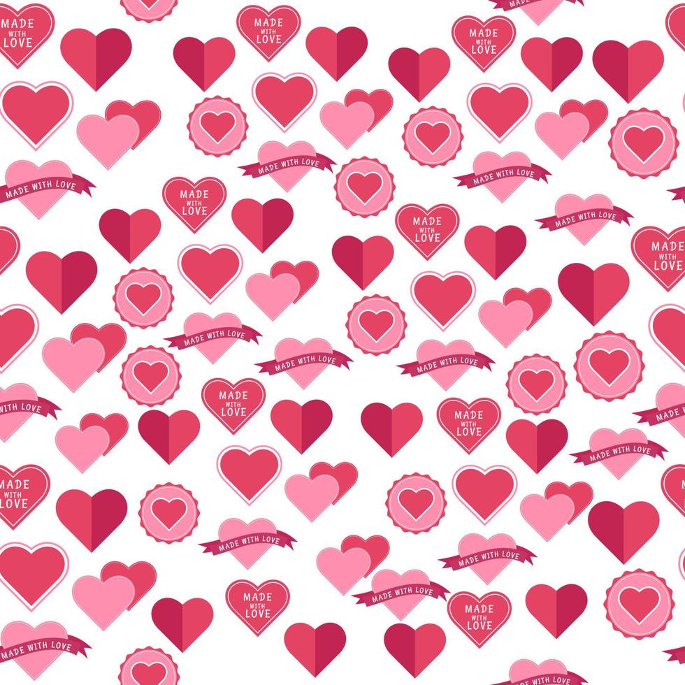 Seamless heart pattern. Flat design made with love stamps. Heart, love, romance or Valentine's Day. vector