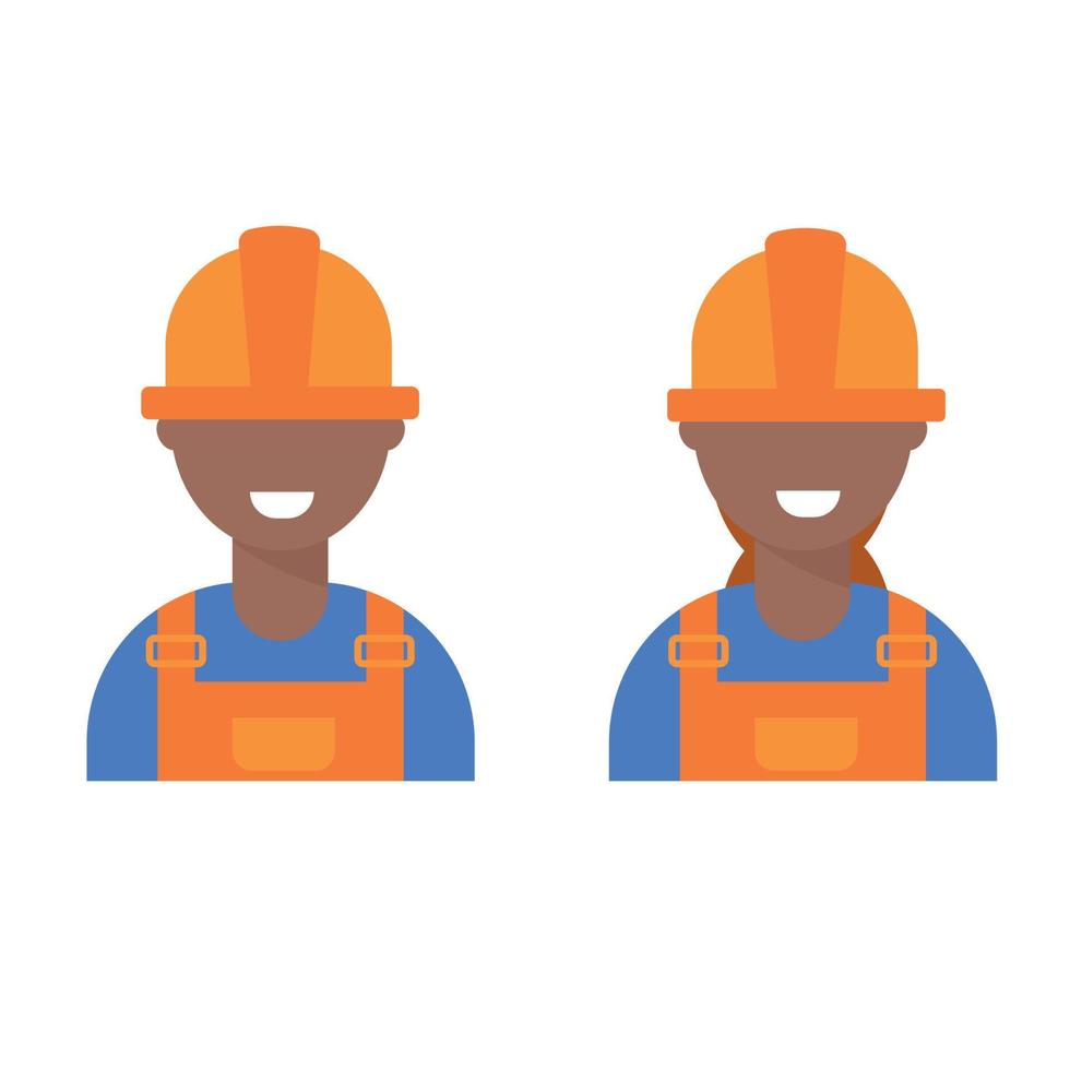 Set Repair Service black man woman with a smile worker. Workshop mechanic. vector