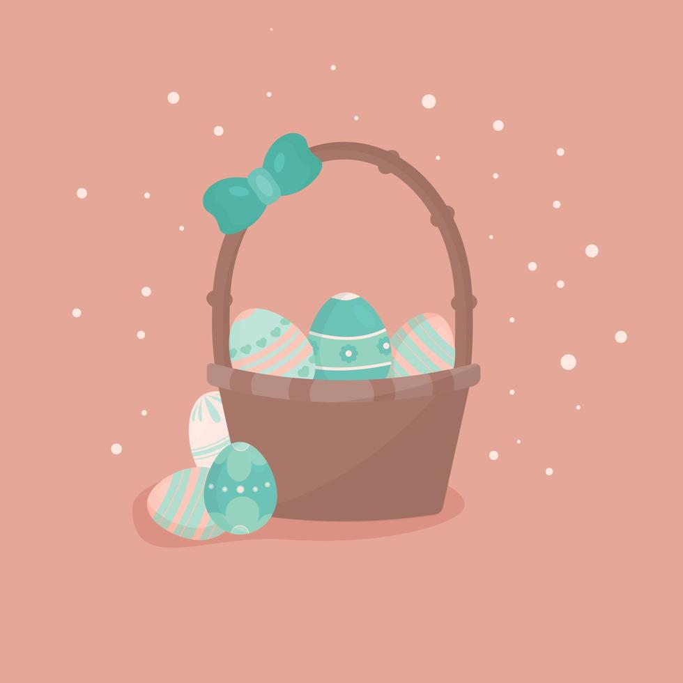 Easter basket with different eggs on a light background. Easter basket with different eggs on a light background. vector