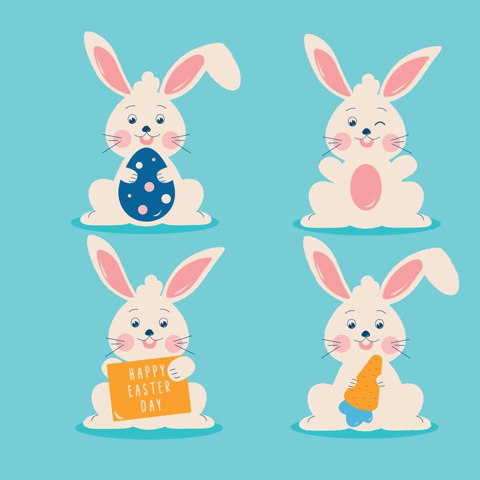 A collection of Easter white bunnies vector