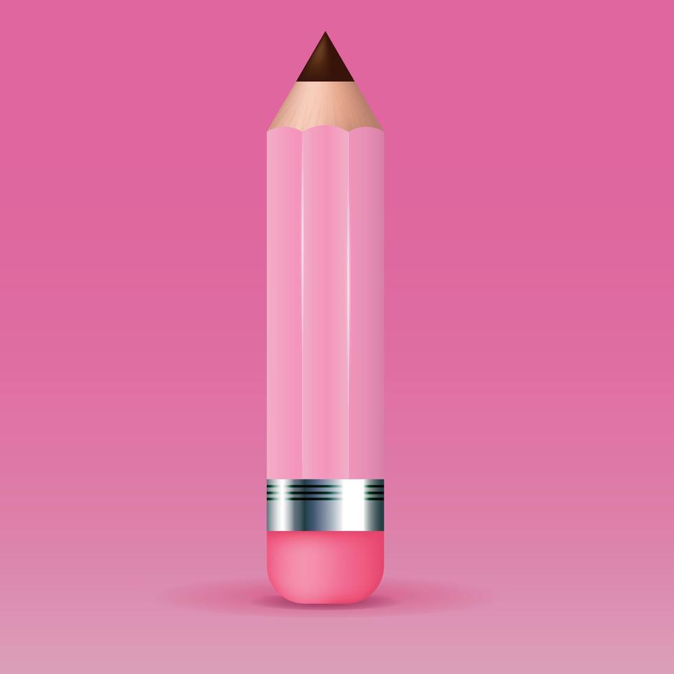 Realistic pencil in pink.  School. Autumn. vector