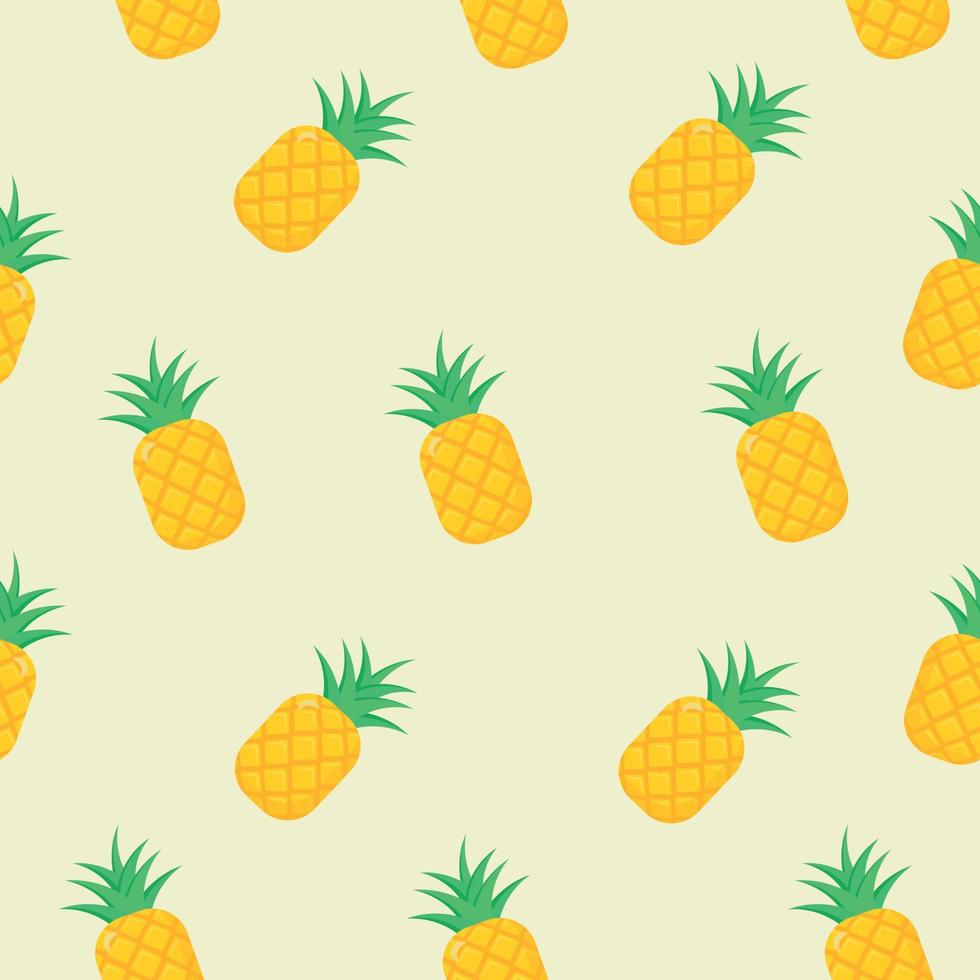 Seamless pineapple pattern on beige background. Fruit. vector