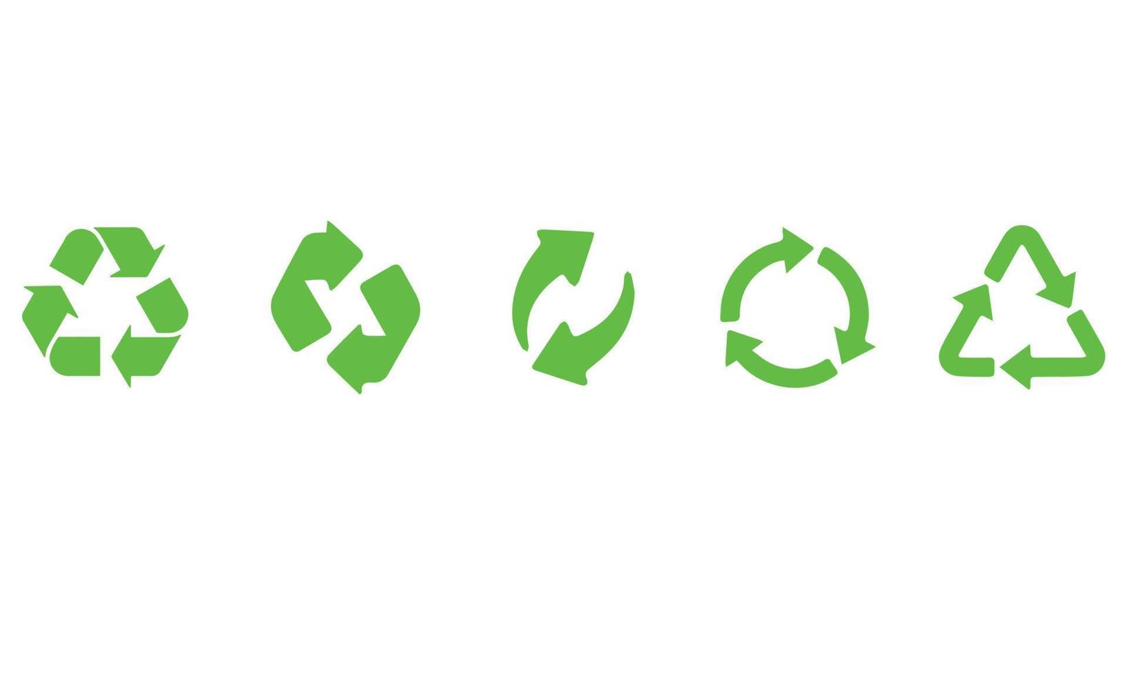 conjunto de iconos de reciclaje. reciclaje de color verde. vector