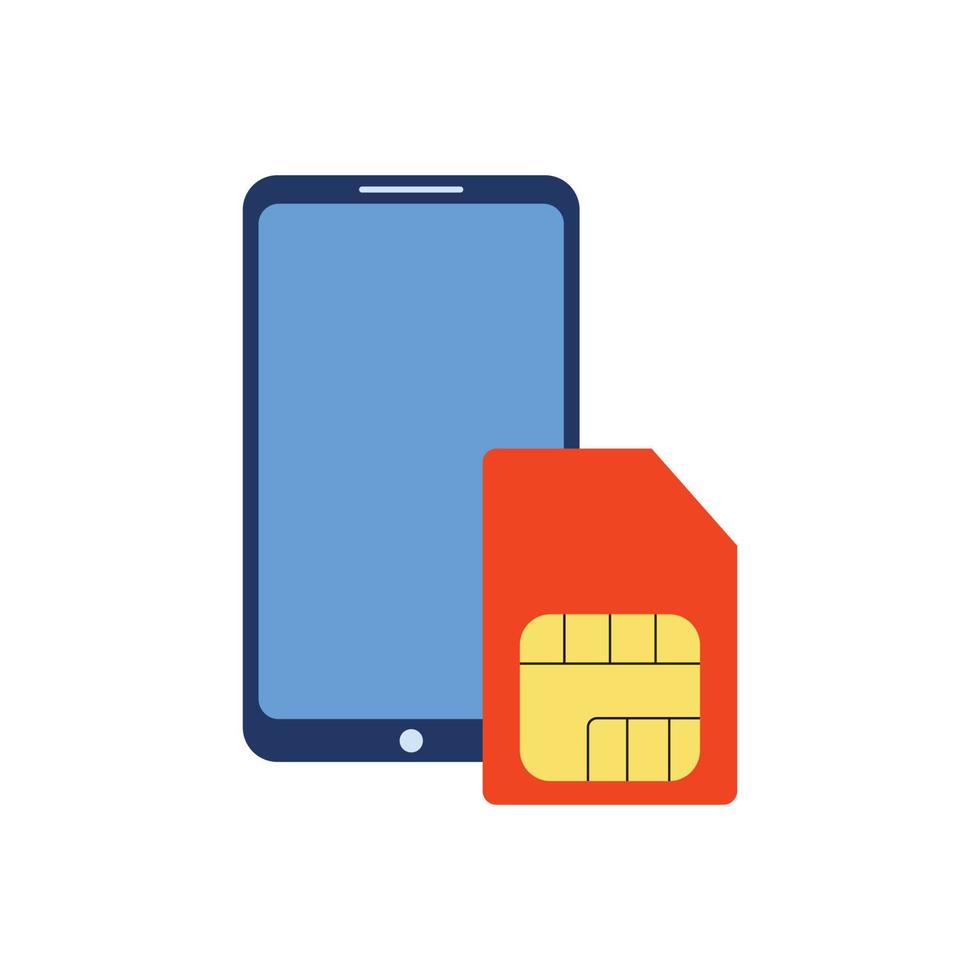 Sim card and smartphone. Mobile phone card. Vector illustration