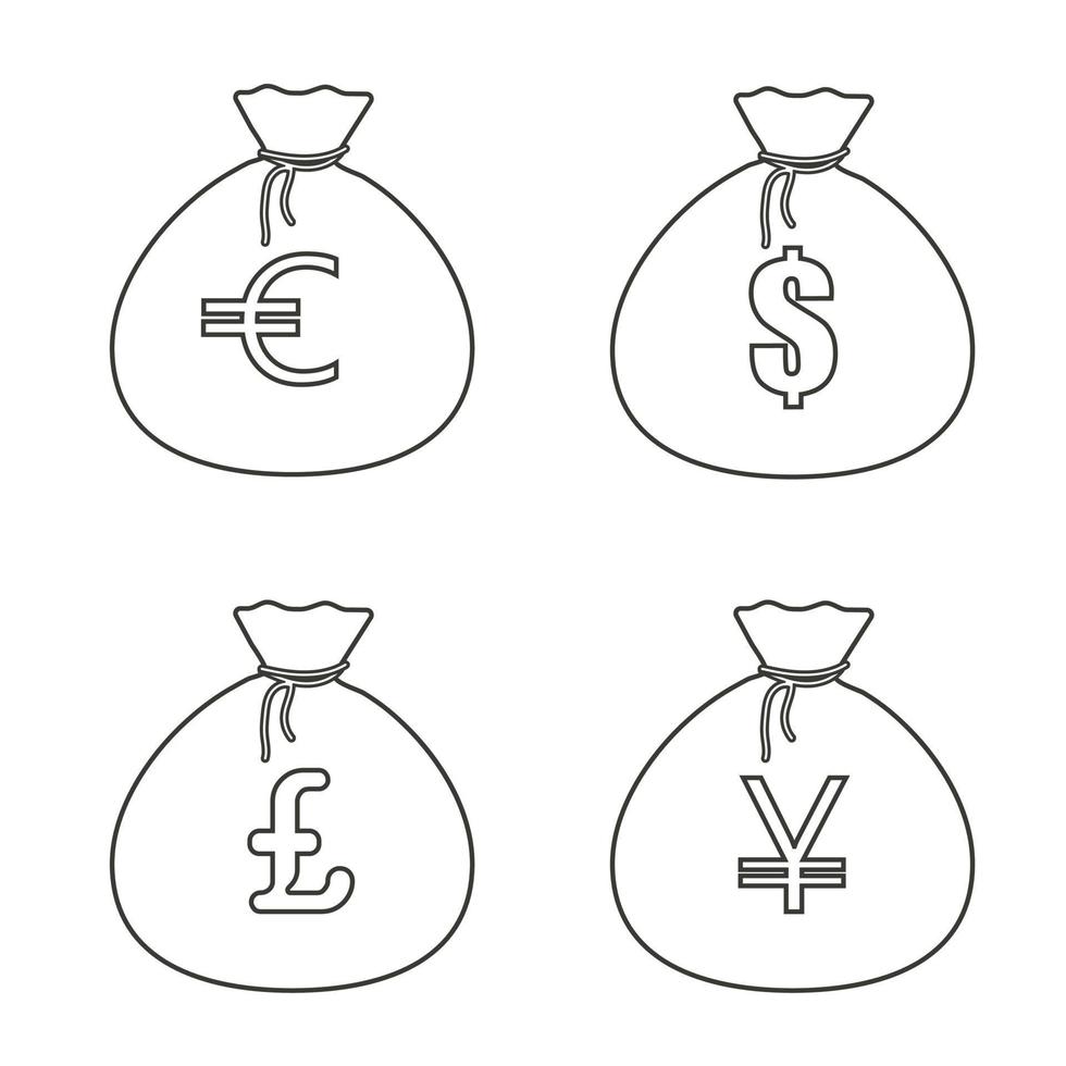 Money Bag With Dollars Euros Yen Pounds In A Line Style Vector paying-with-british-pounds-hasn-t-been-this-popular-since-2016-today-news