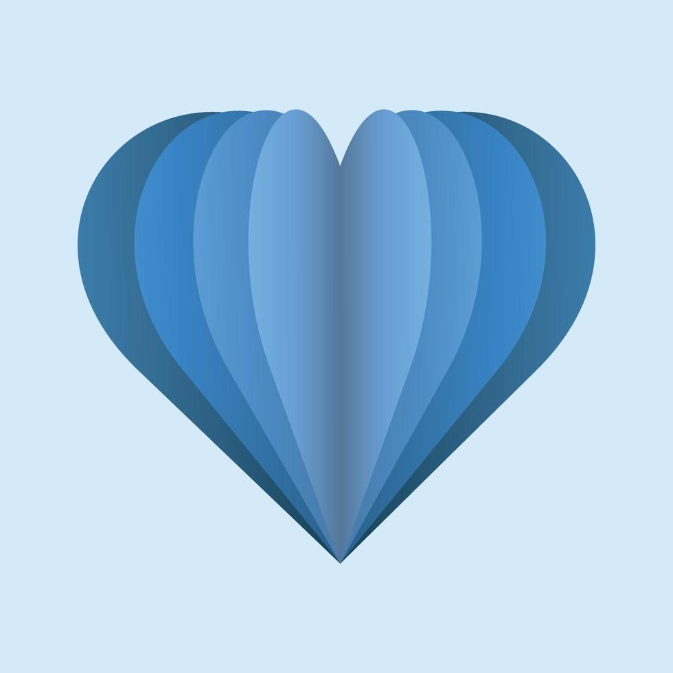 Paper blue heart on a light background. Valentine's day and love vector