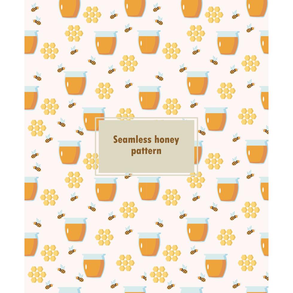 Seamless honey jar pattern on white background vector