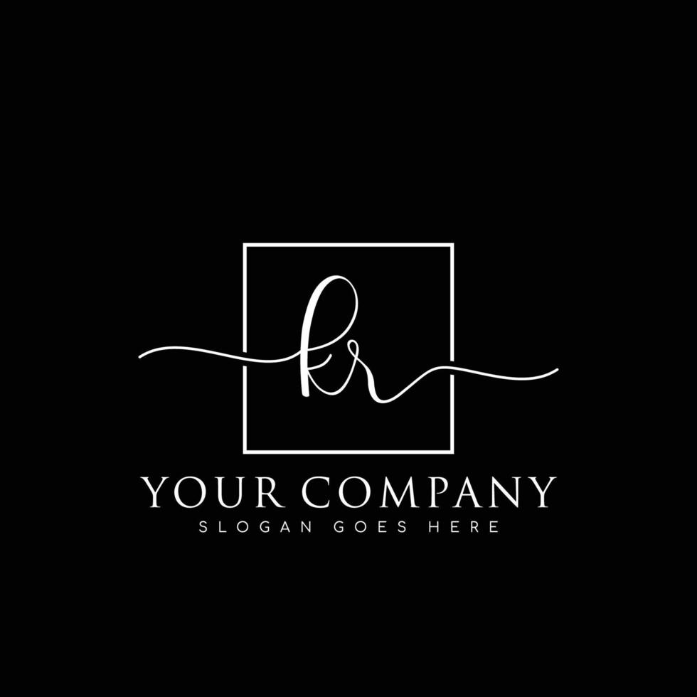 KR Initial handwriting minimalist logo vector