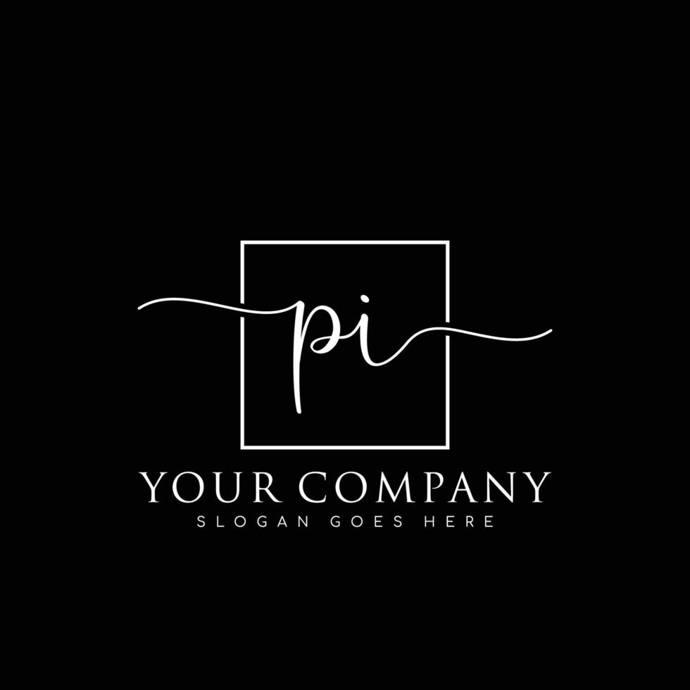 PI Initial handwriting minimalist logo vector