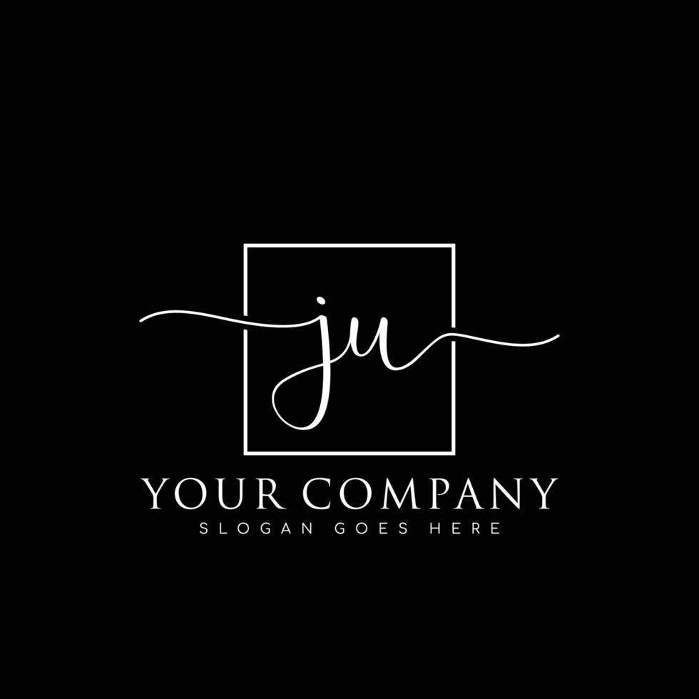 JU Initial handwriting minimalist logo vector