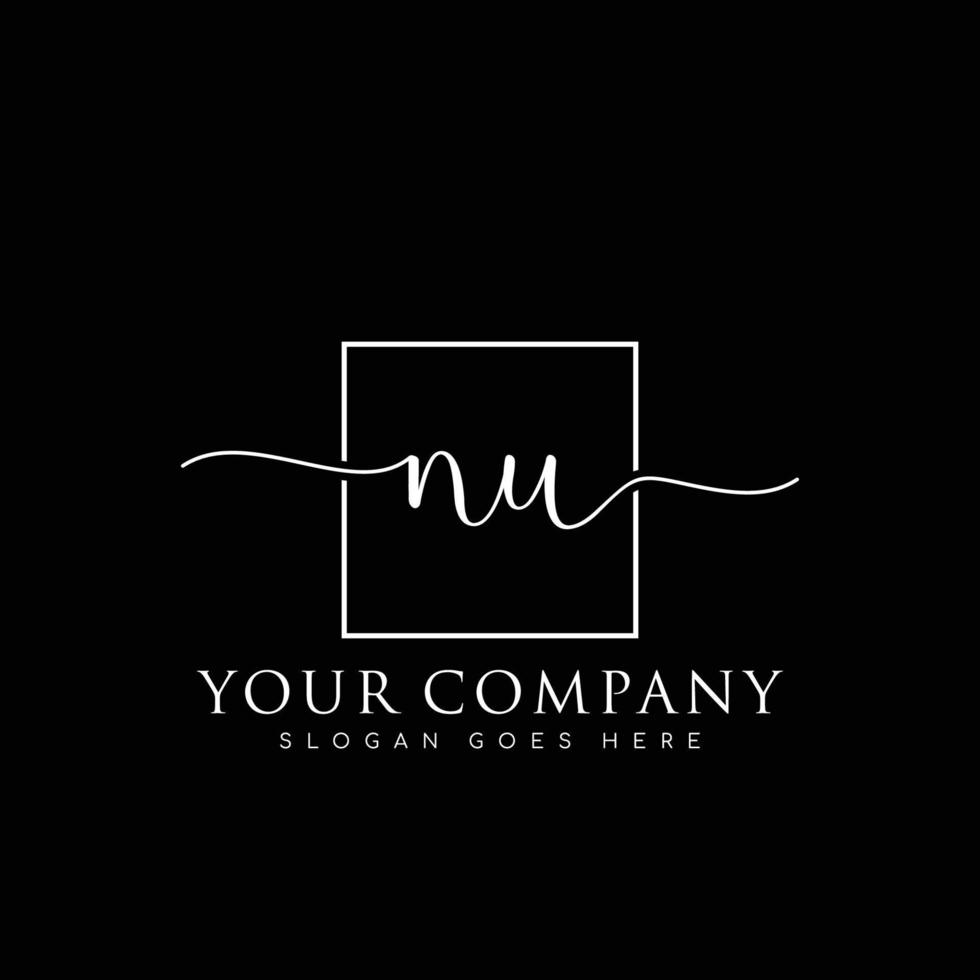 NU Initial handwriting minimalist logo vector